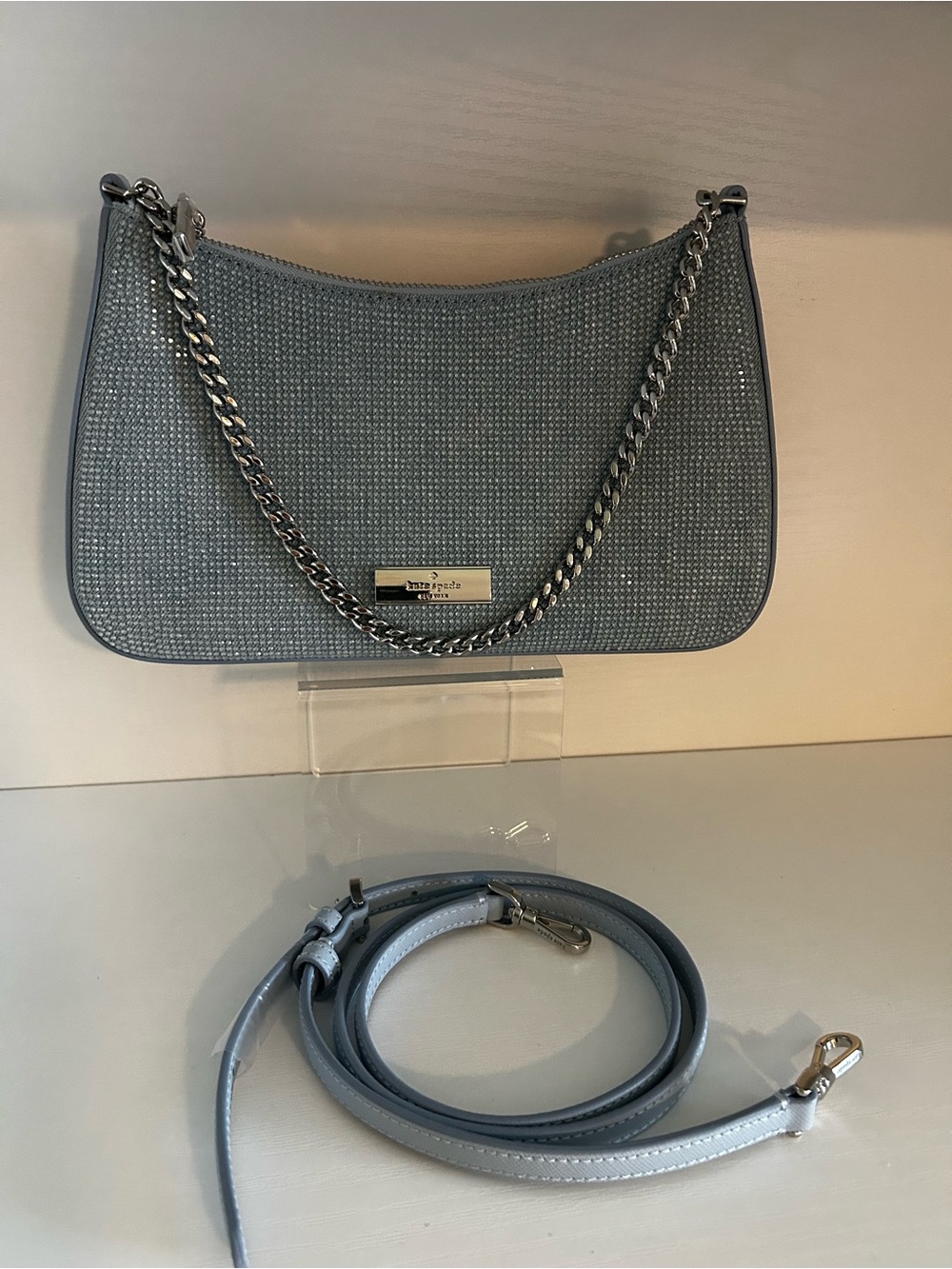 MSRP $329 NWOT Kate Madison studded denim convertible crossbody